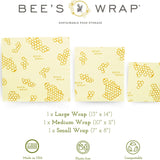 Bee's Wrap Reusable Beeswax Food Wraps, Assorted 3-Pack, Honeycomb