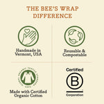 Bee's Wrap Reusable Beeswax Food Wraps, Assorted 3-Pack, Honeycomb