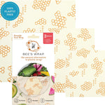 Bee's Wrap Reusable Beeswax Food Wraps, Assorted 3-Pack, Honeycomb