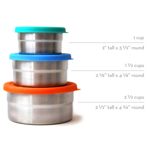 ECOlunchbox Blue Water Bento Seal Cup Trio Food Storage Containers, Stainless