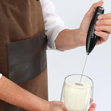 Cilio Latteforte Battery Powered Milk Frother with Stainless Steel Stand, Black Matte