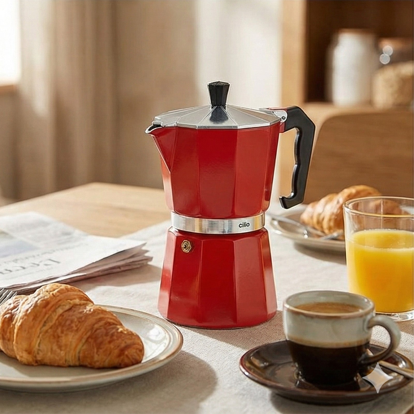 Cilio Classico Stovetop Espresso Maker, 15 ounce, Red
