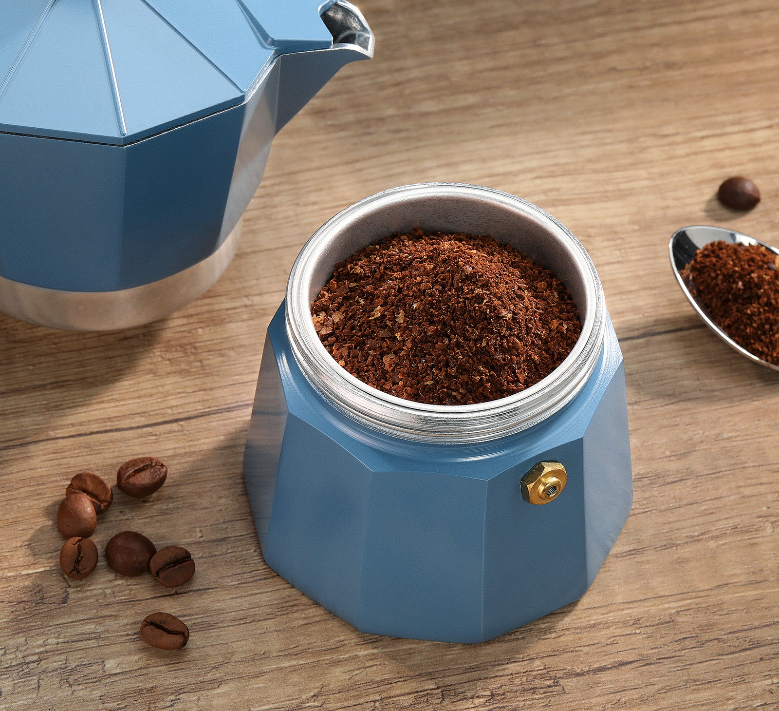 Cilio Legno Stovetop Espresso Maker, Blue, 15-Ounce