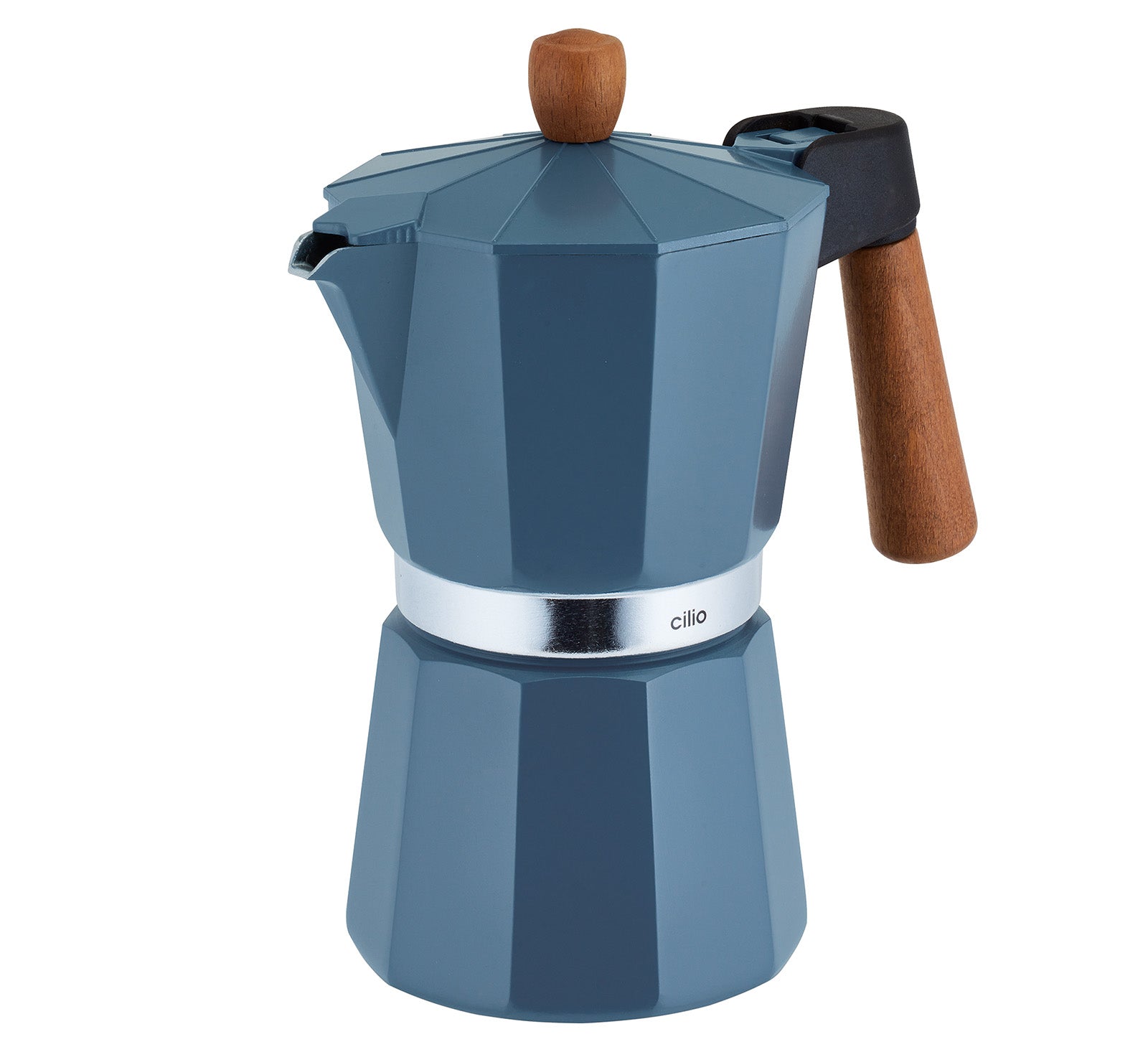 Cilio Legno Stovetop Espresso Maker, Blue, 15-Ounce