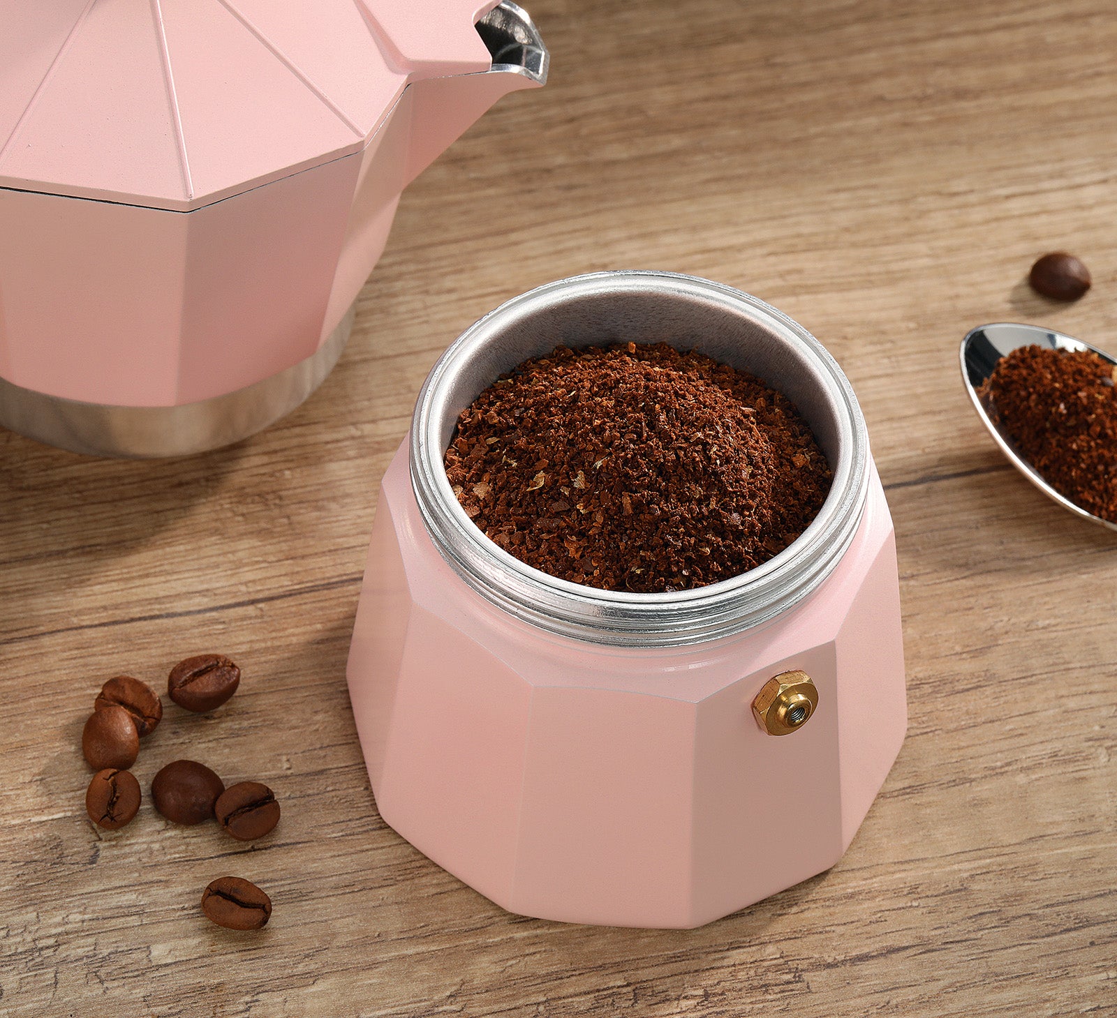 Cilio Legno Stovetop Espresso Maker, Pink, 15-Ounce