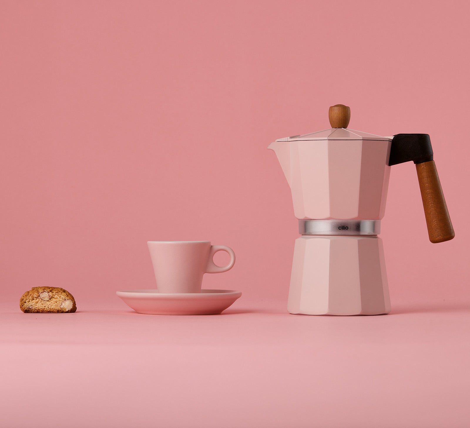 Cilio Legno Stovetop Espresso Maker, Pink, 15-Ounce