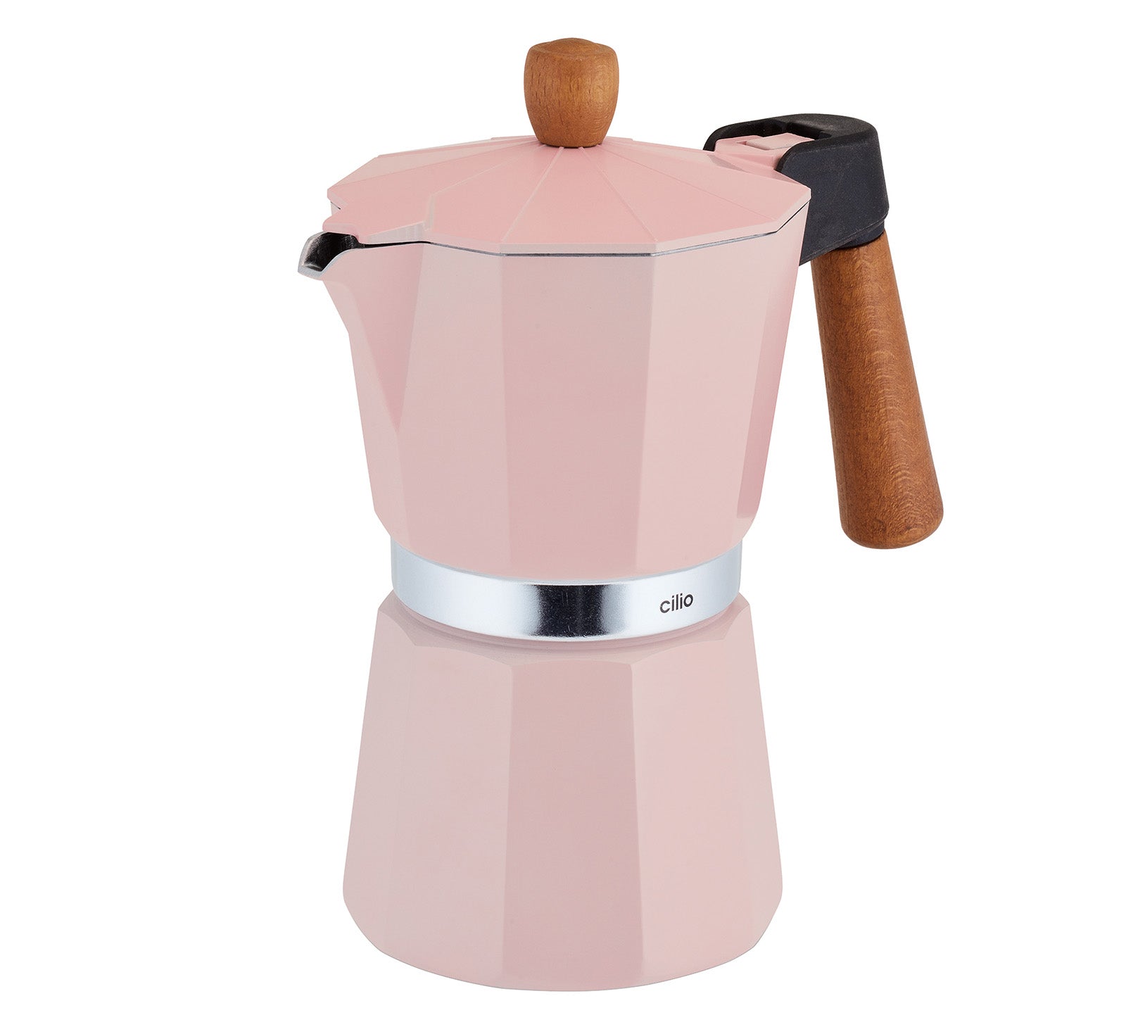 Cilio Legno Stovetop Espresso Maker, Pink, 15-Ounce