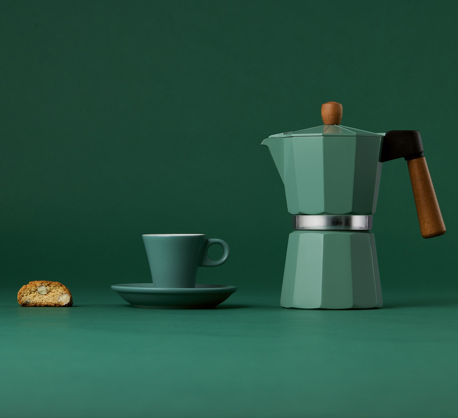 Cilio Legno Stovetop Espresso Maker, Mint, 15-Ounce