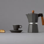 Cilio Legno Stovetop Espresso Maker, Gray, 15-Ounce