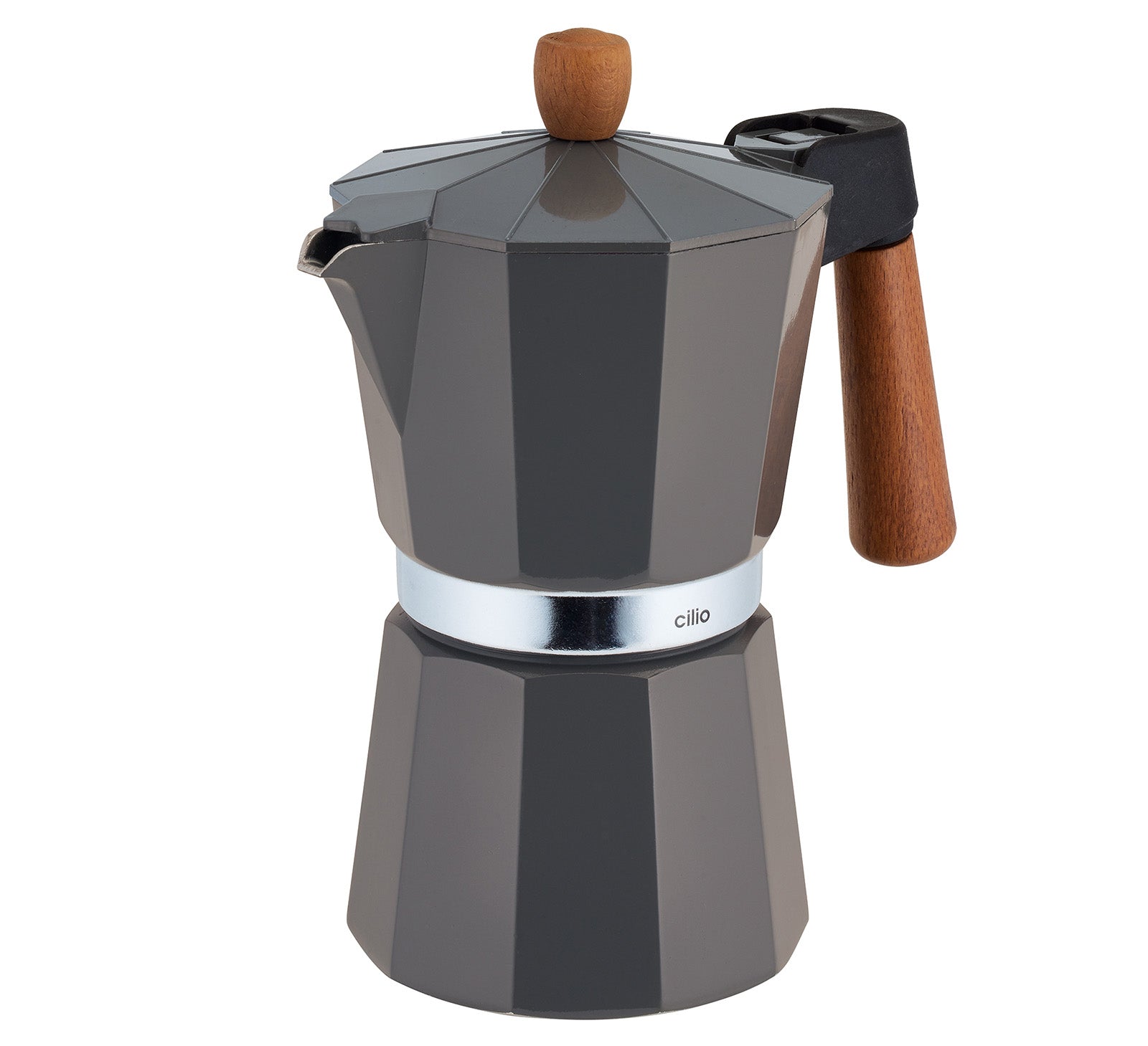 Cilio Legno Stovetop Espresso Maker, Gray, 15-Ounce