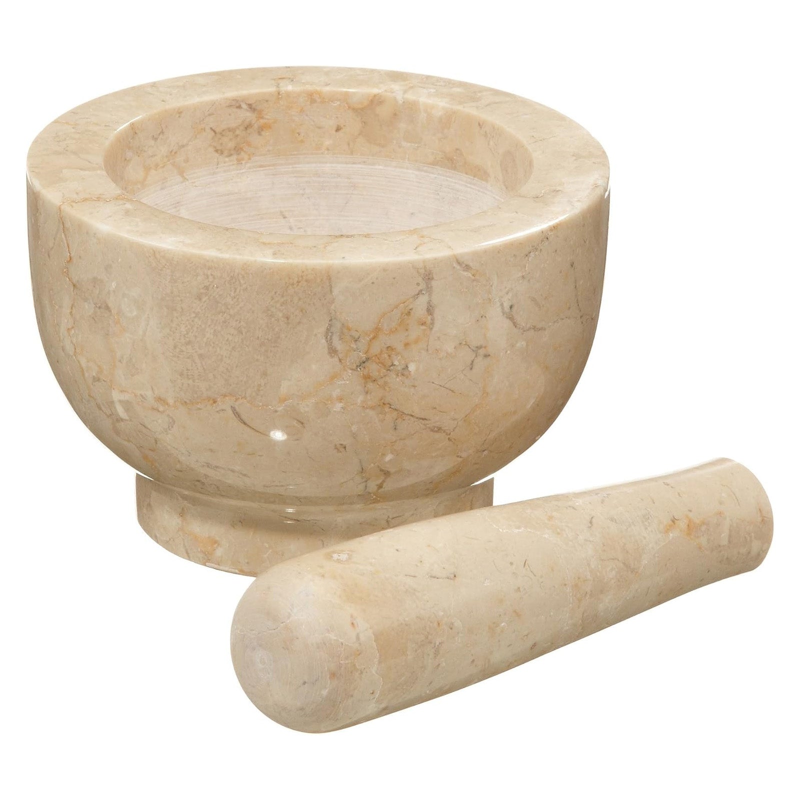 Cilio Champagne Marble Mortar & Pestle, 4-Inch Height