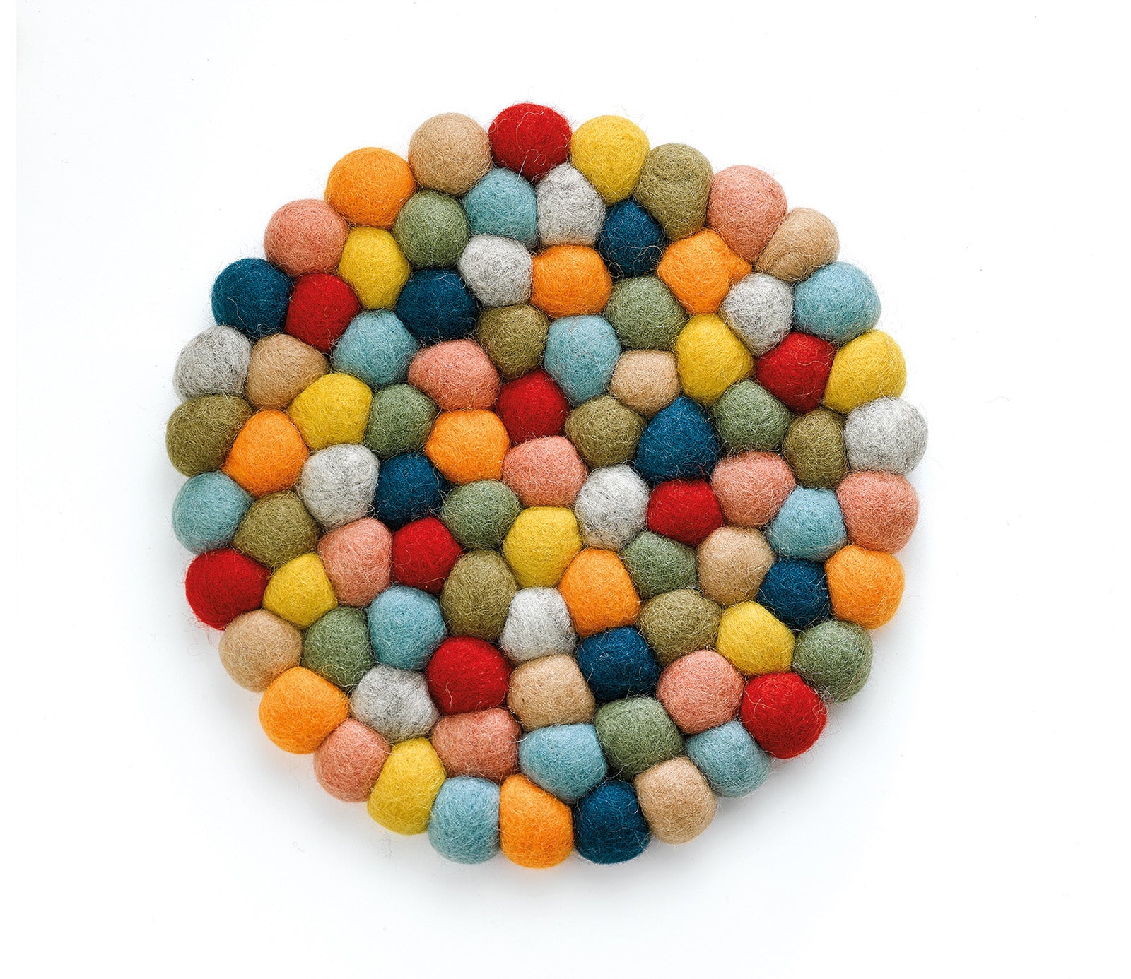 Cilio Fair Trade Virgin Sheep Wool Trivet, Handcrafted in Nepal, 8.5-Inch Round, Multicolor
