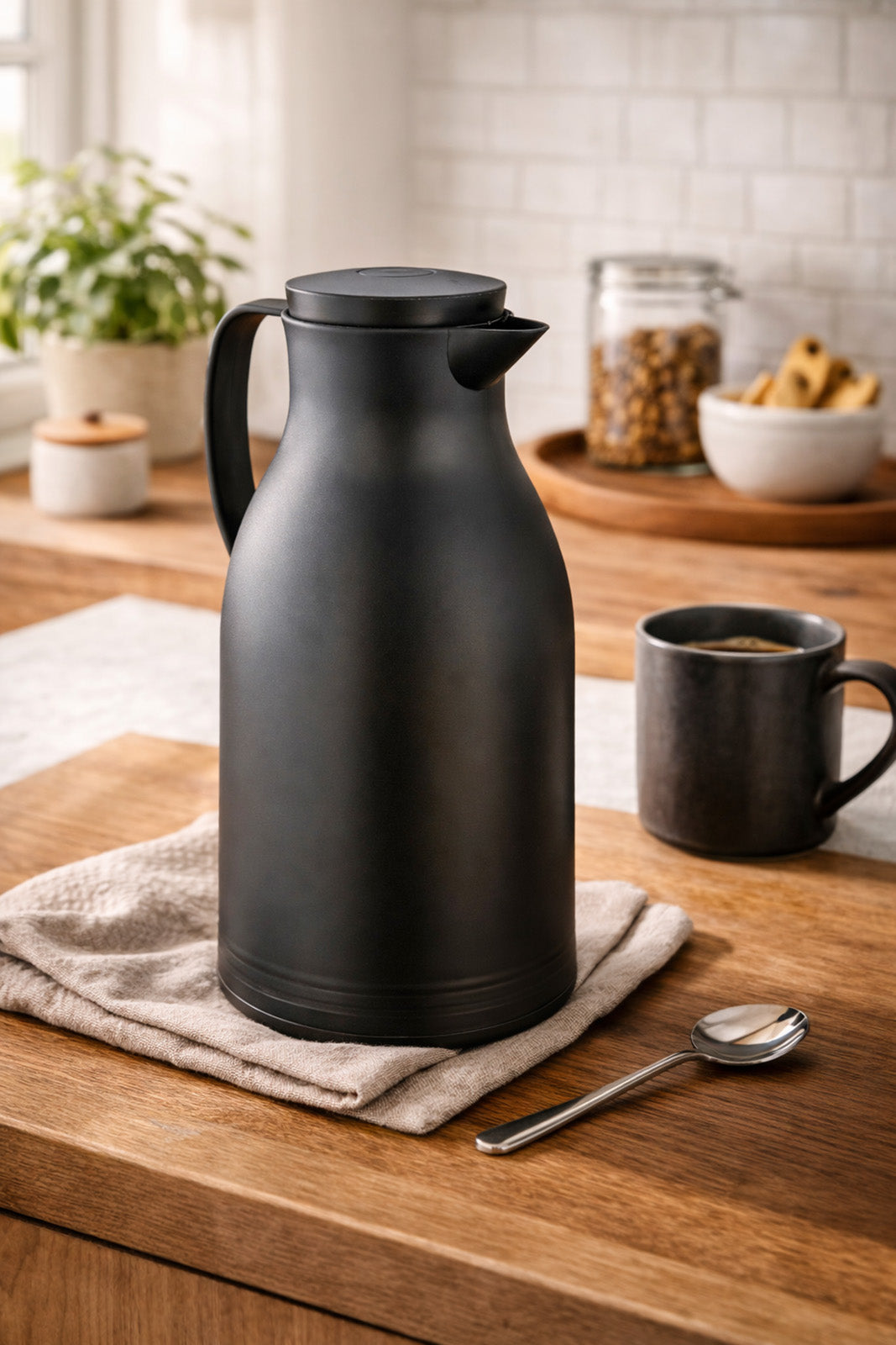 Cilio Monza Premium Insulated Server, Durable Glass Liner, 34 fl. Oz, Matte Black