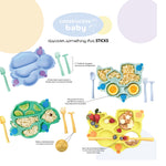 Constructive Eating Truck Theme Divided Suction Training Plate and Utensils for Kids and Toddlers, Teal