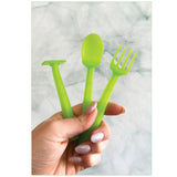 Constructive Eating UFO Theme Divided Suction Training Plate and Utensils for Kids and Toddlers