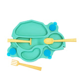 Constructive Eating Turtle Theme Divided Suction Training Plate and Utensils for Kids and Toddlers