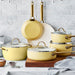 GreenPan Reserve Hard Anodized Healthy Ceramic Nonstick 10 Piece Cookware Set, Gold Handle, Dishwasher Safe, Sunrise