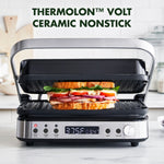 GreenPan Electric Indoor Stainless Steel 6-in-1 Contact Grill and Griddle w/Ceramic Nonstick Plates