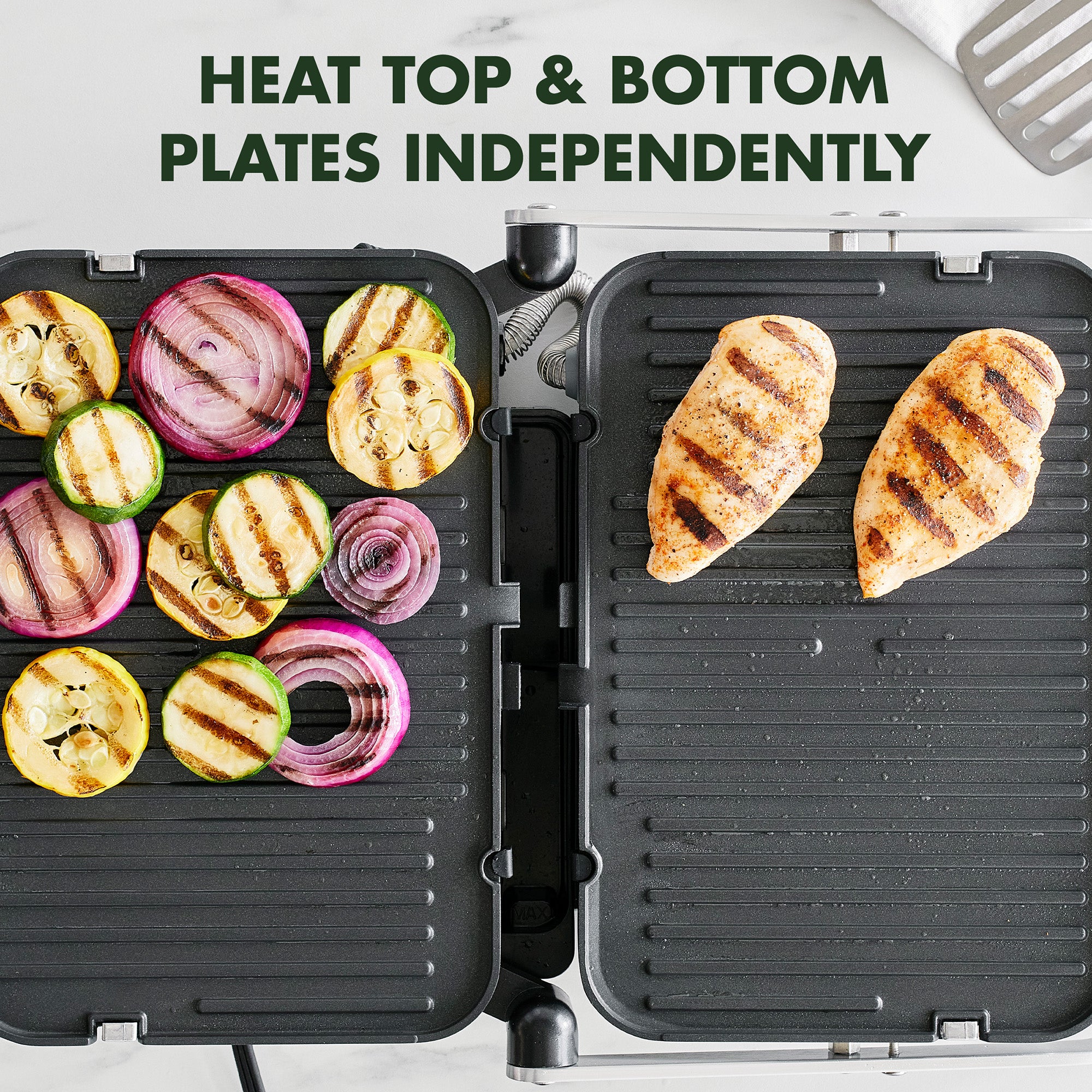 GreenPan Electric Indoor Stainless Steel 6-in-1 Contact Grill and Griddle w/Ceramic Nonstick Plates