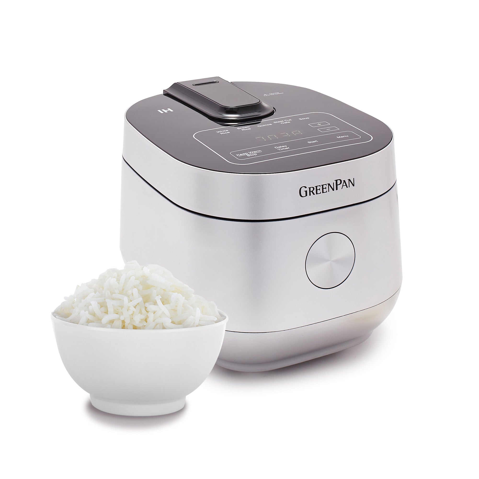 GreenPan Stainless Steel Ceramic Nonstick 8-Cup Rice Oats Grains & Soup Cooker