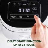 GreenPan Stainless Steel Ceramic Nonstick 8-Cup Rice Oats Grains & Soup Cooker