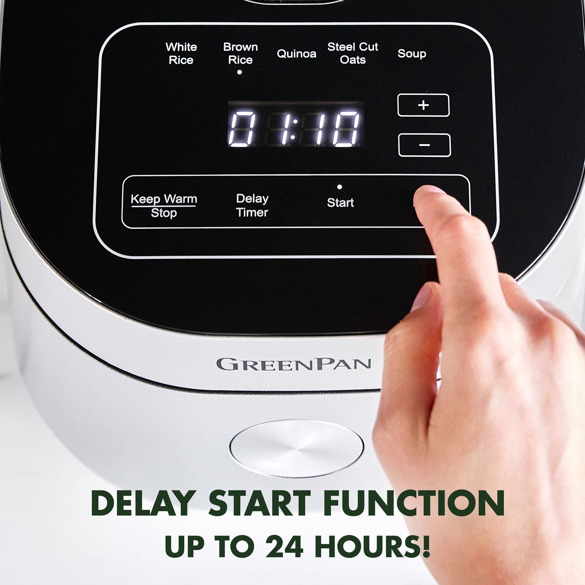 GreenPan Stainless Steel Ceramic Nonstick 8-Cup Rice Oats Grains & Soup Cooker