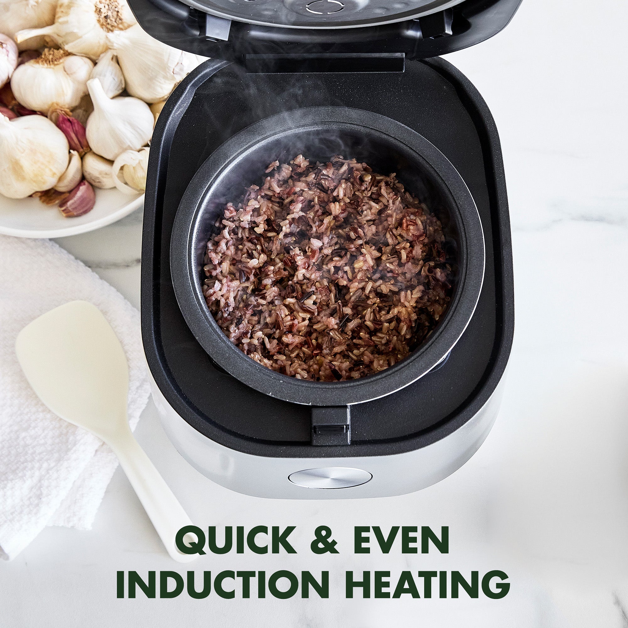 GreenPan Stainless Steel Ceramic Nonstick 8-Cup Rice Oats Grains & Soup Cooker