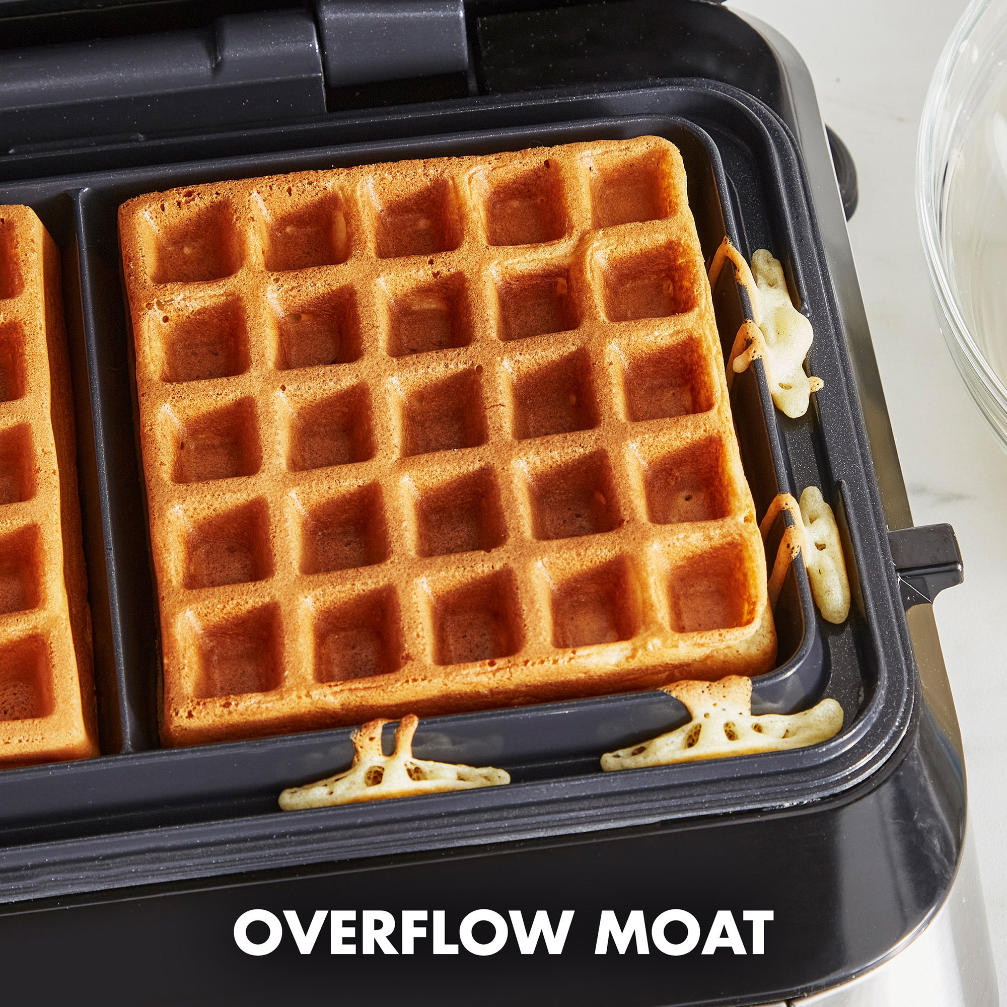 GreenPan Stainless Steel 2-Slice Belgian Waffle Maker w/Ceramic Plates