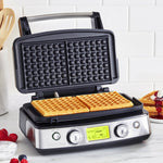 GreenPan Elite 2-Square Belgian Waffle Iron with Ceramic Nonstick Plates, Black
