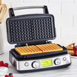 GreenPan Elite 2-Square Belgian Waffle Iron with Ceramic Nonstick Plates, Black