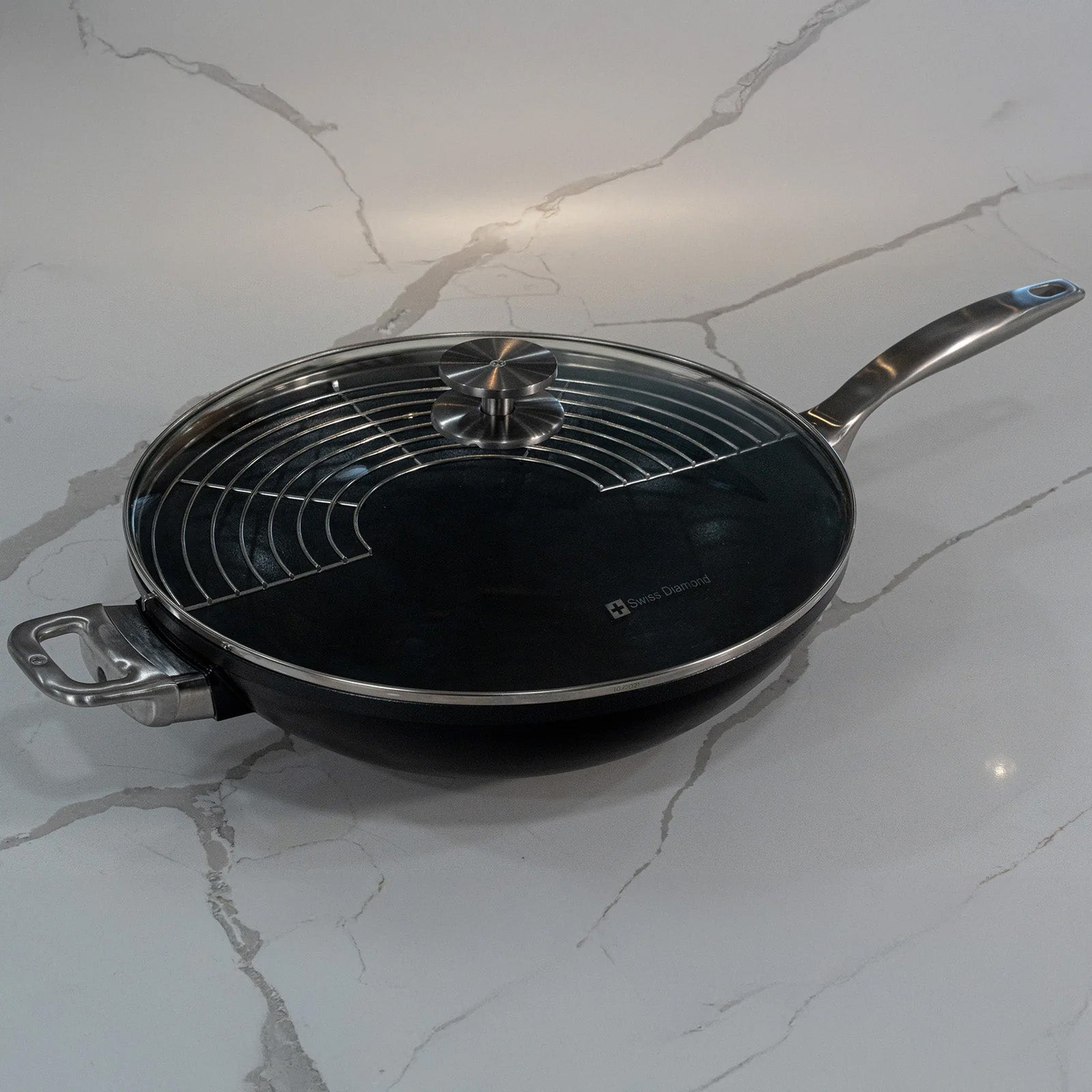 Swiss Diamond CHD Nonstick Wok with Glass Lid, 12.5-Inch