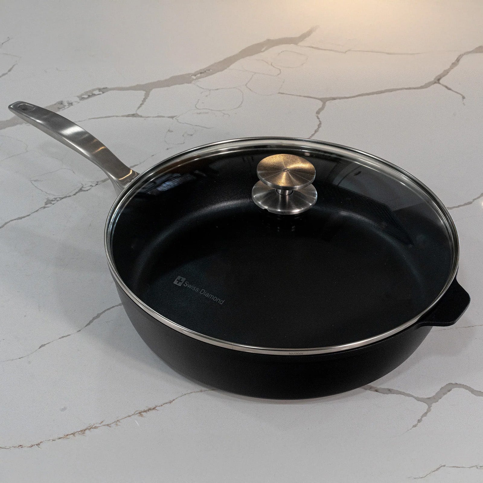 Swiss Diamond CHD Nonstick Saute Pan with Glass Lid, 5.8 qt