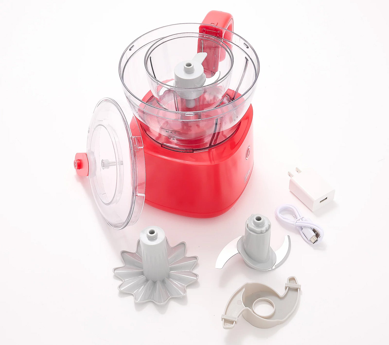 Henning Lee Carla Hall 2-in-1 Cordless Chopper, 4.2 Cup, Tomato