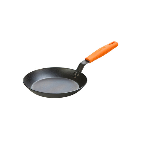 Lodge 10 Inch Seasoned Carbon Steel Skillet With Orange Silicone Handle Holder