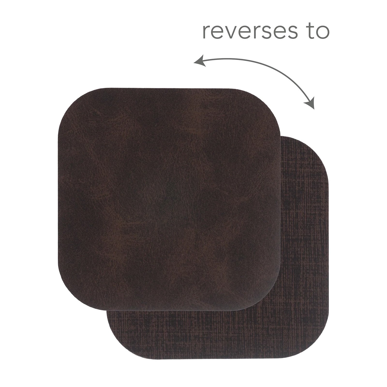 KAF Home Santiago Rectangular Bio Based Vinyl Coasters, Set of 4, Dark Brown