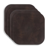 KAF Home Santiago Rectangular Bio Based Vinyl Coasters, Set of 4, Dark Brown