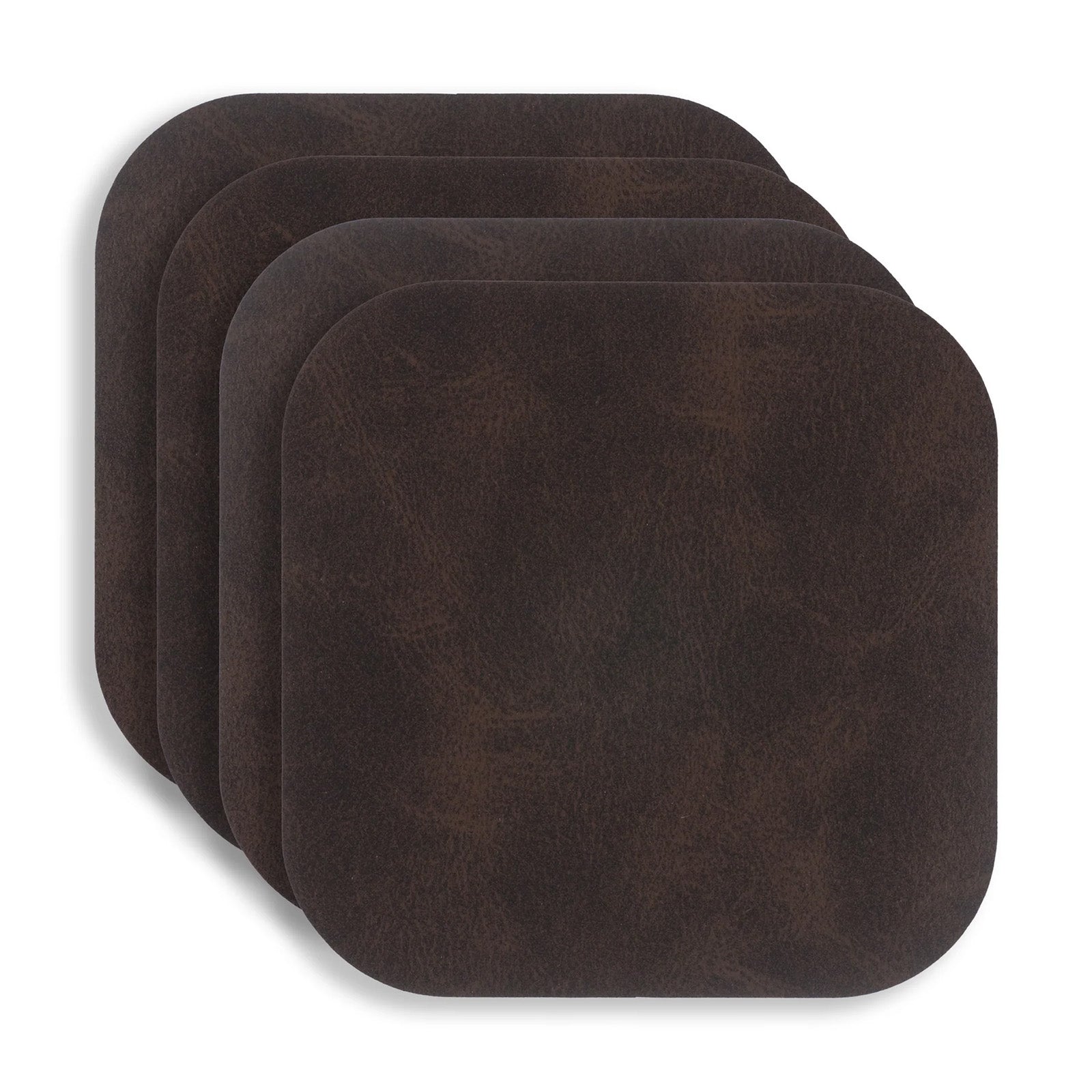 KAF Home Santiago Rectangular Bio Based Vinyl Coasters, Set of 4, Dark Brown