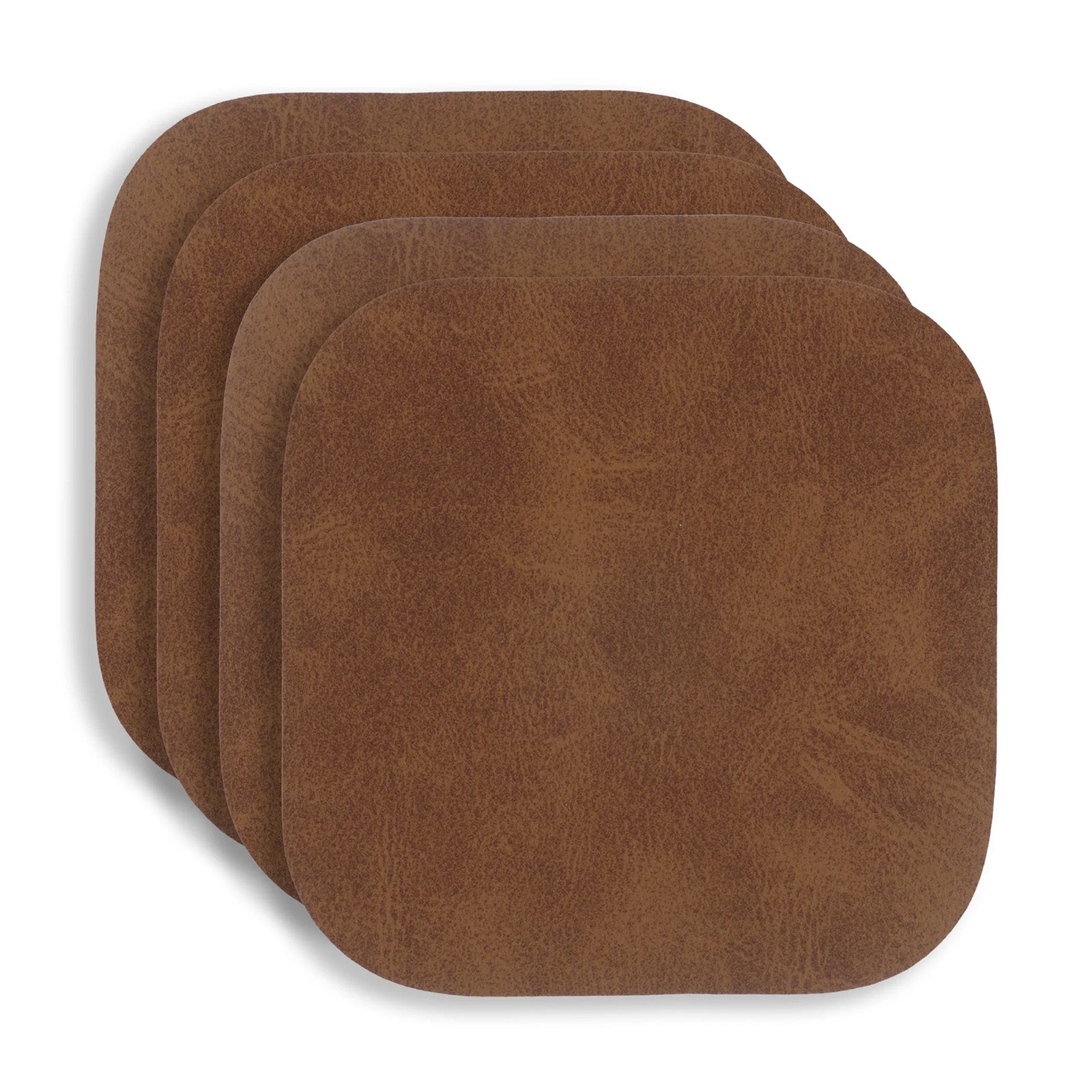 KAF Home Santiago Rectangular Bio Based Vinyl Coasters, Set of 4, Light Brown