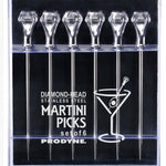 Prodyne Diamond Head Martini Picks, Set of 6, Acrylic and Stainless Steel