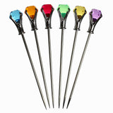 Prodyne Colorful Diamond-Head Martini Picks, Acrylic & Stainless Steel, Set of 6