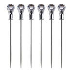 Prodyne Diamond Head Martini Picks, Set of 6, Acrylic and Stainless Steel