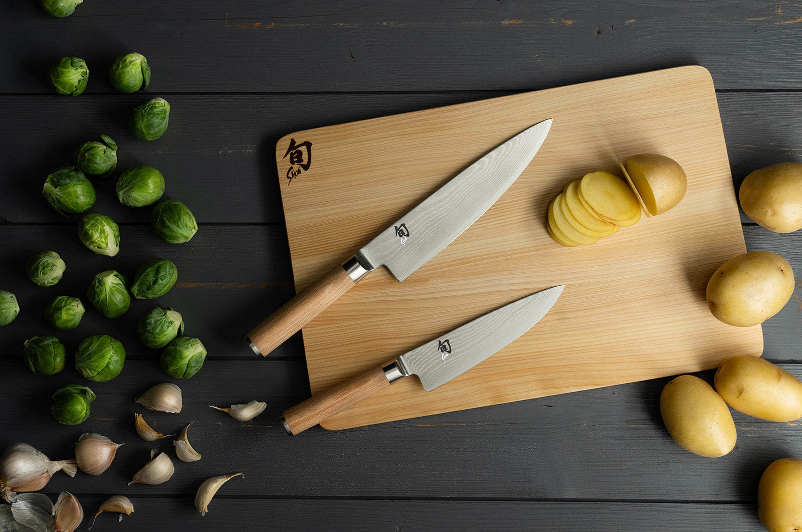 Shun Classic Blonde 7 Piece Block Set with Birchwood Kickstand Block