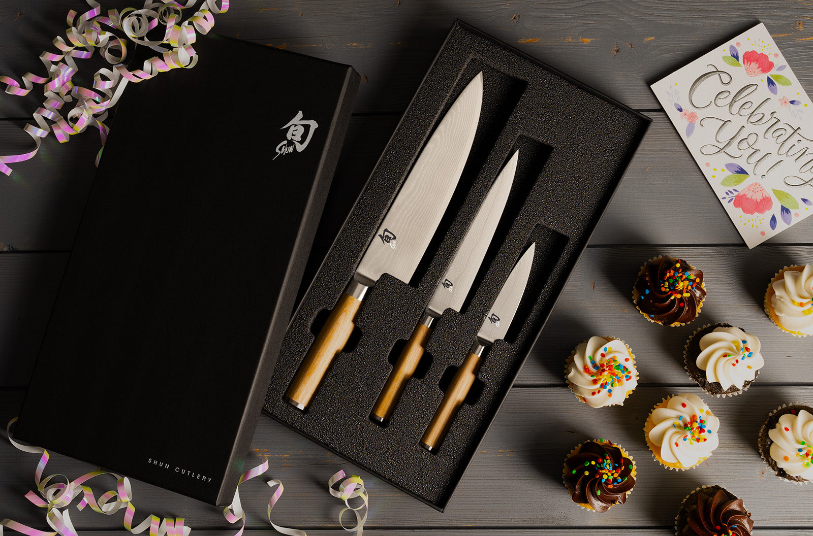 Shun Classic Blonde 3 Piece Starter Set, Chef's Knife, Paring Knife, Utility Knife