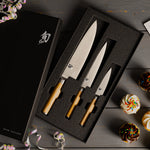 Shun Classic Blonde 3 Piece Starter Set, Chef's Knife, Paring Knife, Utility Knife