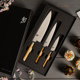 Shun Classic Blonde 3 Piece Starter Set, Chef's Knife, Paring Knife, Utility Knife