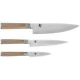 Shun Classic Blonde 3 Piece Starter Set, Chef's Knife, Paring Knife, Utility Knife