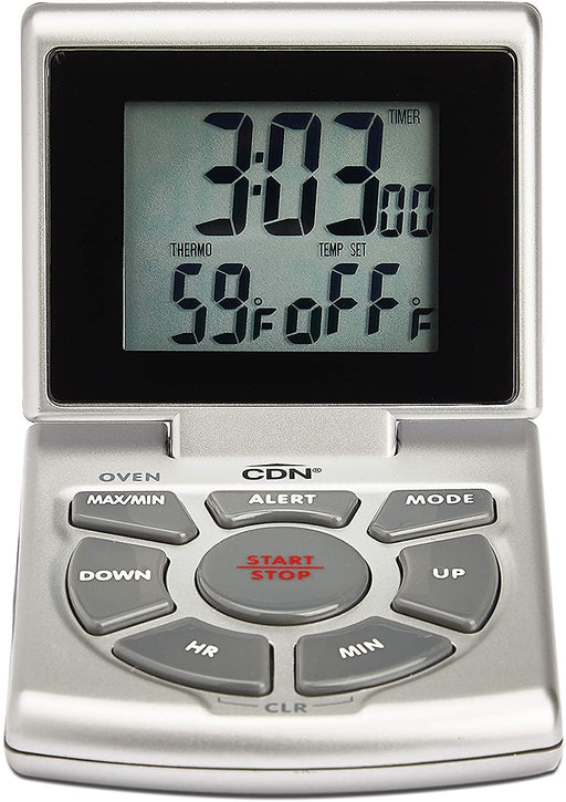 CDN Combo Probe Thermometer, Timer & Clock - Silver