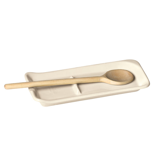 Emile Henry Made in France Ridged Spoon Rest, Clay