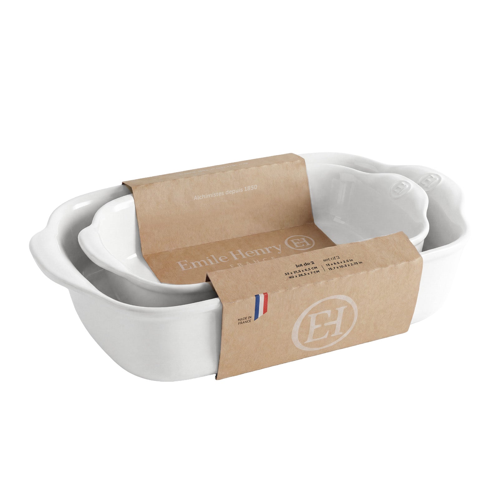 Emile Henry Rectangular Baking Dish, Set of 2, 2.4 qt, 3.8 qt, Flour