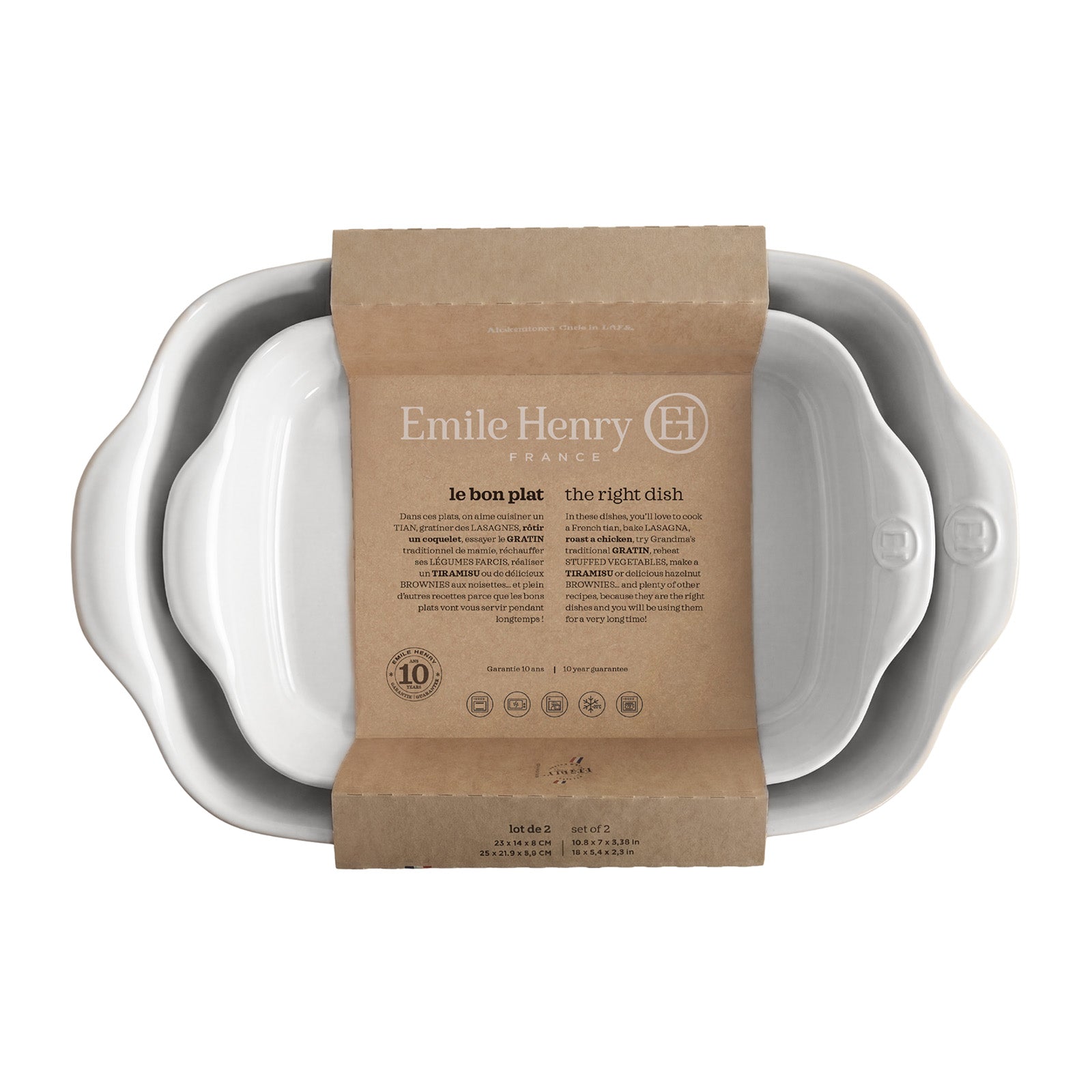 Emile Henry Rectangular Baking Dish, Set of 2, 2.4 qt, 3.8 qt, Flour